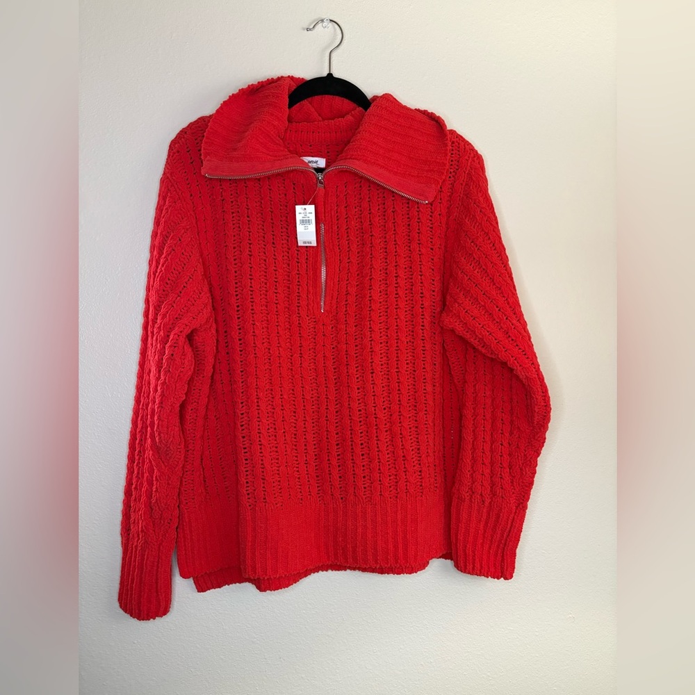Aerie NWT Cable Car Quarter Zip Sweater